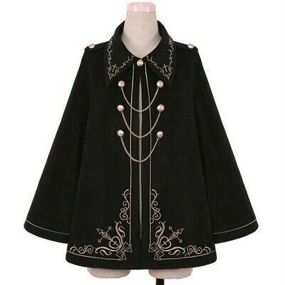 Premium Quality Lady Gothic Lolita Cloak Cape Jacket Winter Quilted Coat Poncho Retro Black Tops, Womens Clothing Embroidery Winter, Jacket Embroidery, Cape Jacket, Quilted Coat, Fantasy Clothing, Fantasy Fashion, Lolita Dress, Gothic Lolita, Character Outfits