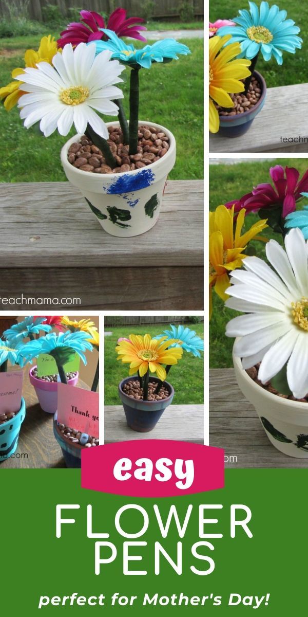 flower pots with flowers in them and the words, easy flower pens perfect for mother's day