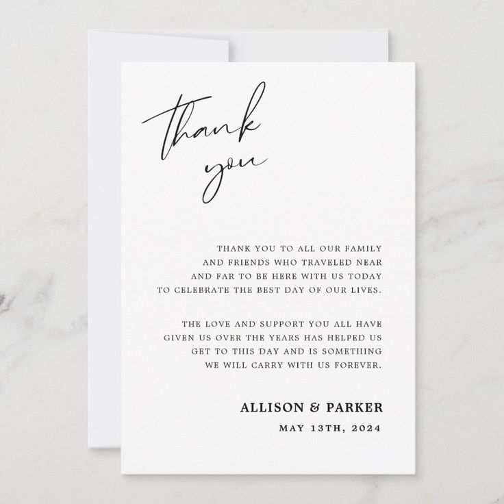 a thank card with the words, thank you on it and an image of a handwritten