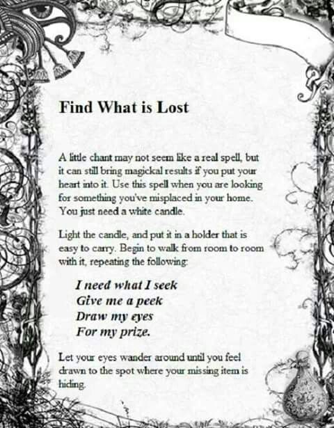 Lost stuff Finding Things Spell, Spell To Find Something Lost, Finding Lost Items Spell, Spell For Finding Lost Item, Find Something Lost Spell, Spell To Find Lost Item, Lost Spell, Witchy Spells, Real Spells