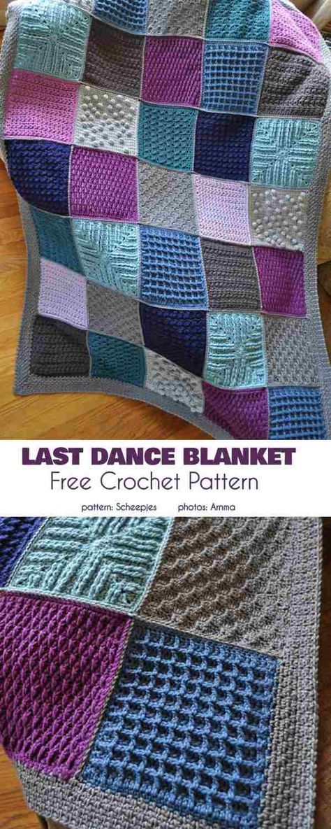 a crocheted blanket that has been made with different colors