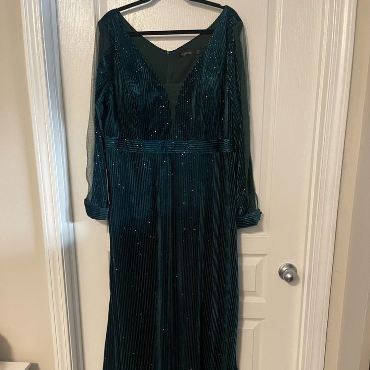 Perfect For A Wedding Or A Party. Formal Holiday Green Maxi Dress, Holiday Cocktail Gown With Long Sleeves, Cocktail Holiday Gown With Long Sleeves, Blue Evening Mother Of The Bride Dress, Blue Evening Mother Of The Bride Dress For Party, Formal Holiday Maxi Mother Of The Bride Dress, Formal Holiday Mother Of The Bride Maxi Dress, Formal Long Sleeve Dress For Mother Of The Bride, Blue Holiday Evening Dress For Prom