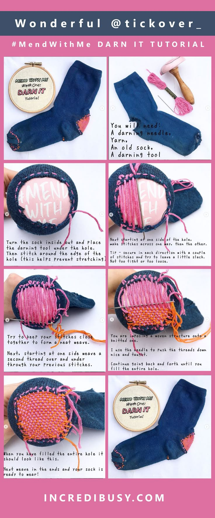 instructions for how to sew an old pair of socks