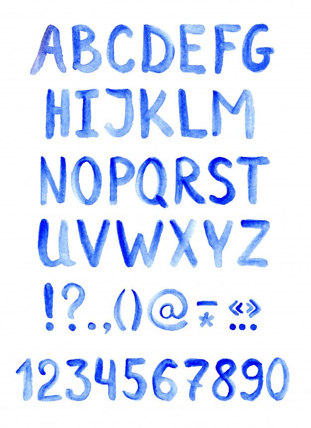 the letters and numbers are drawn in blue ink