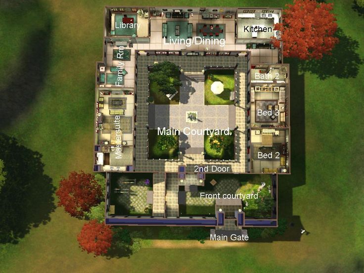 an aerial view of a large house with lots of rooms