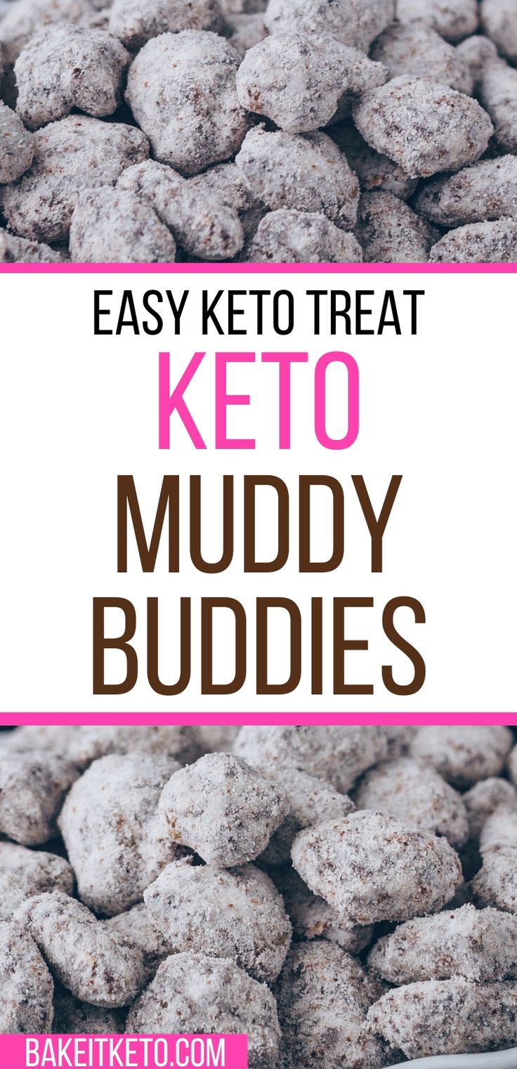 keto muddy buddies recipe with text overlay