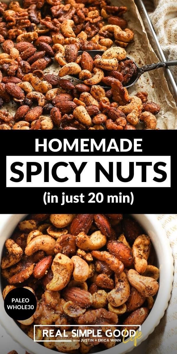 homemade spicy nuts in just 20 minutes are ready to be eaten for lunch or dinner