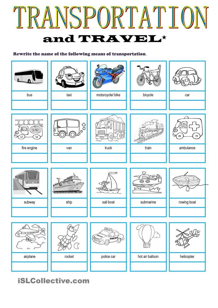 transportation and travel worksheet for kids to learn how to read the words in english