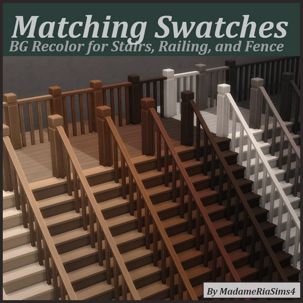 a book cover showing the steps and railings for different types of stairs, with text that reads matching swatches b6 recolor