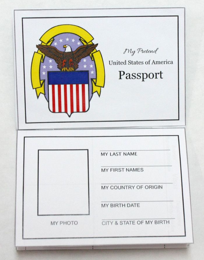 two us passport cards with an eagle and the american flag on them, both printed in white paper