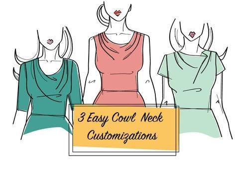 three women standing next to each other with the words 3 easy curl neck customizings