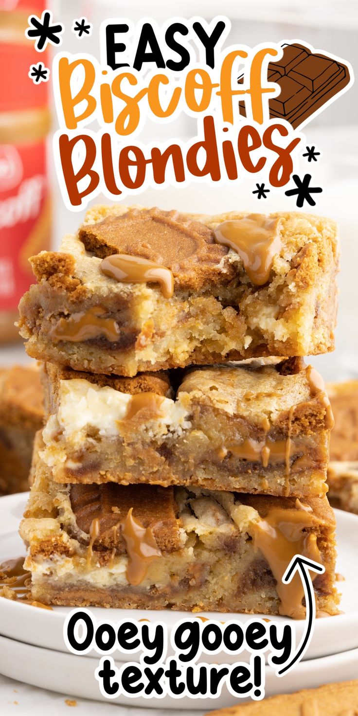 easy biscuit blondies recipe with text overlay