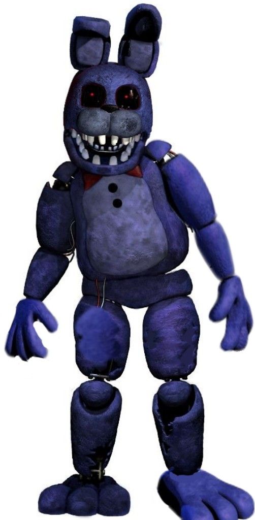 a cartoon character with big eyes and an evil smile on his face is dressed in blue