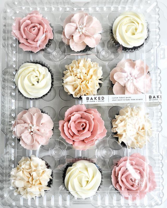 cupcakes decorated with pink and white frosting