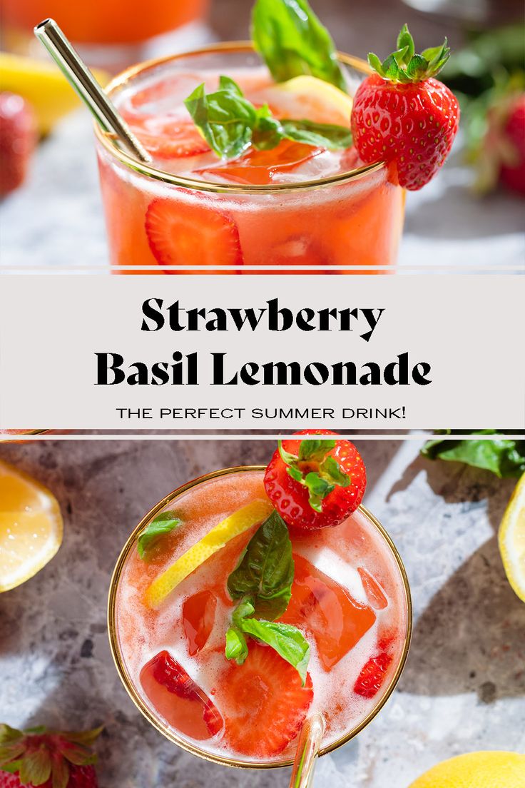 strawberry basil lemonade is the perfect summer drink