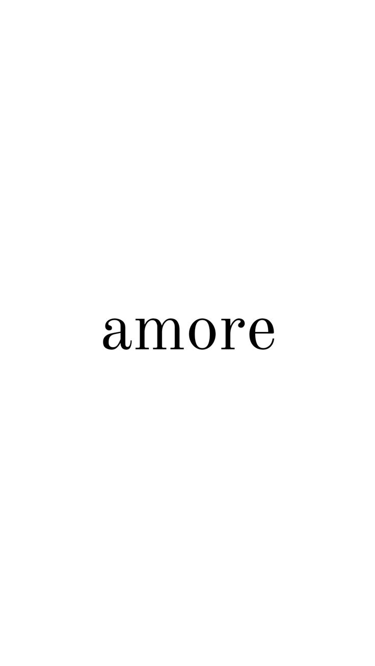 the word amore is written in black on a white background