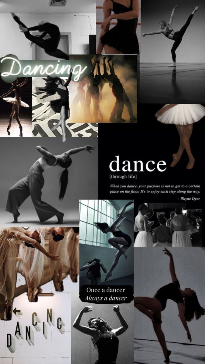 an advertisement for dance shows dancers in various poses and positions, with the words dancing above them