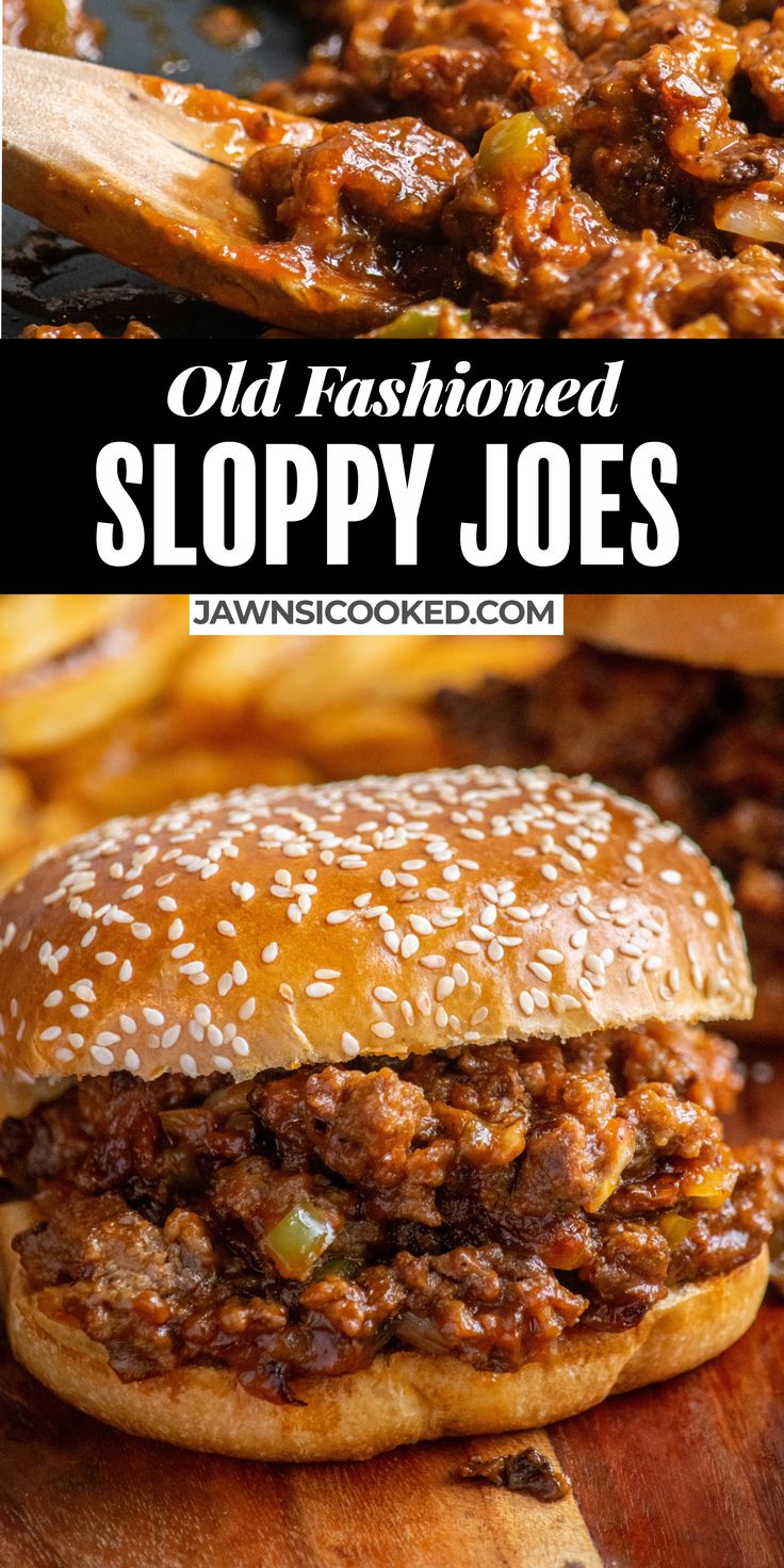 an old fashioned sloppy joes sandwich on a cutting board