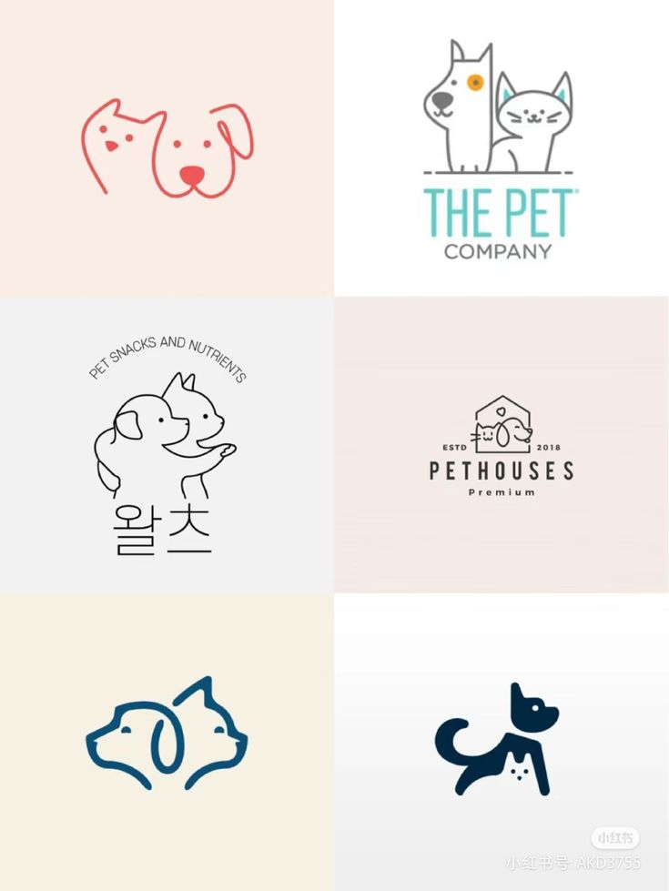 four different logos with dogs and cats in the middle one is for pet houses, the other