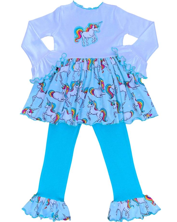 Unicorn Outfit Playful Long Sleeve Ruffled Sets, Stretch Long Sleeve Playtime Set, Stretch Long Sleeve Sets For Playtime, Long Sleeve Birthday Sets For Spring, Long Sleeve Sets For Birthday In Spring, Playful Fitted Long Sleeve Sets, Cute Winter Sets With Ruffles, Long Sleeve Cotton Set For Birthday, Cotton Long Sleeve Sets For Birthday