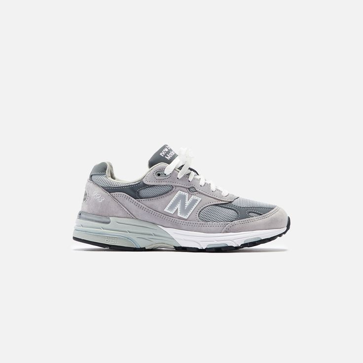 New Balance WMNS Made in USA 993 - Grey – Kith New Balance Sneakers With Round Toe And Laces, New Balance Sneakers With Cushioned Footbed, Classic Gray Sneakers With Laces, Gray New Balance Lace-up Sneakers, New Balance High-top Lace-up Sneakers Medium Fit, New Balance Lace-up High-top Sneakers With Rubber Sole, Classic New Balance High-top Sneakers With Laces, Textile Sneakers With Flat Heel And Laces, Classic Running Shoes With Medium Fit