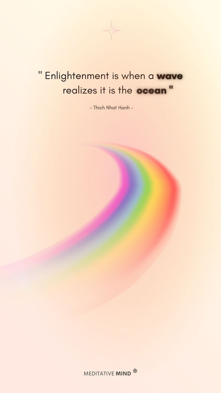 a rainbow colored wave with a quote from thomas nelson on the bottom right hand corner that says,'enlightment is when a wave realizes it is the ocean