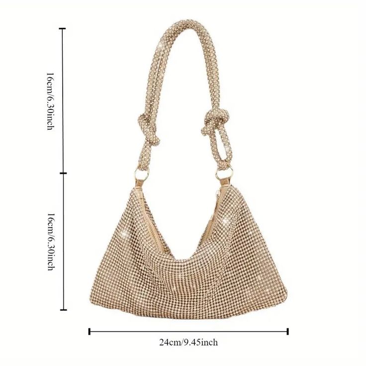 Rhinestone handle bag with zip[er closure. Slouchy look. | COMES IN GOLD OR SILVER Size: 6.3" tall x 9.4" wide Handle measures: 6.5" inches tall Golden Girl Aesthetic, Silver Clutch Purse, Festival Mode, Glitter Purse, Rhinestone Handbags, Taylor Swift Tour, Wedding Handbag, Taylor Swift Tour Outfits, Ts Eras