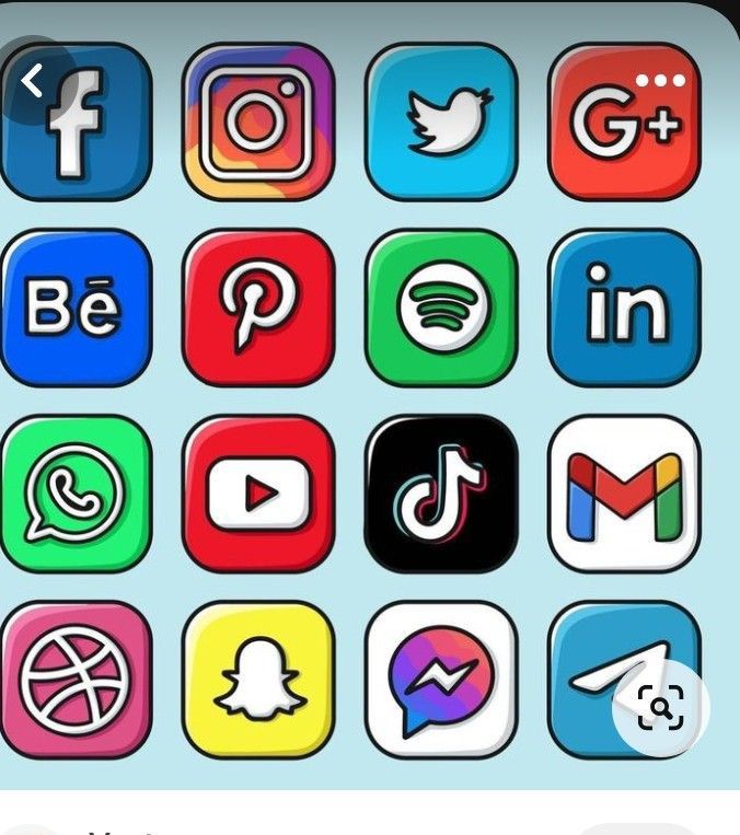 several different colored social icons on a blue background