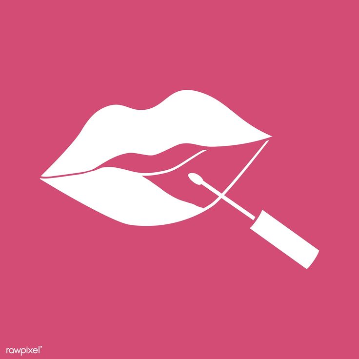 a pink background with an illustration of a woman's lips and the tip of a nail