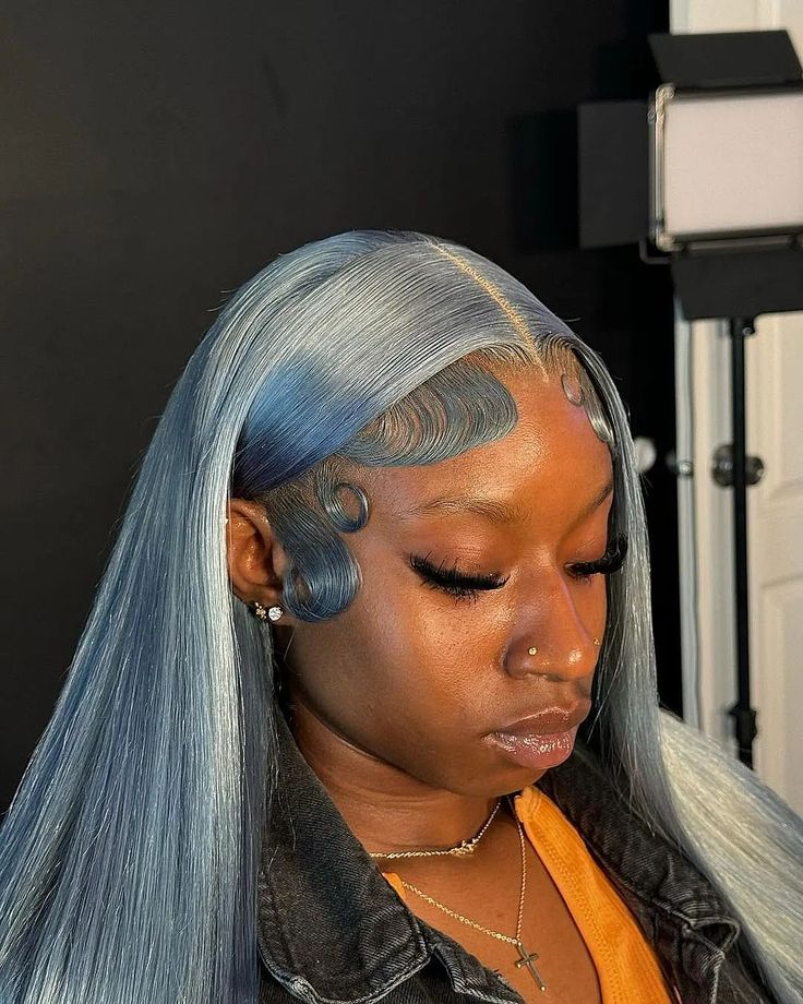 Lace Where??? 🤔💭✨Titanium and mystic Grey custom color by the stylist 💪... 32" wig 📧 : care@letstalkhairs.com to join our products vendors program on the web or 📩: DM FOR DIFFERENT PROMO/ADS packages available on this platform www.letstalkhairs.com ______________________ ✂️featured stylist: myangel.l.r 📍: Darlington, SC DM HER 👆FOR ENQUIRIES ______________________ IGNORE ️  frontalwig,  lacewigs,  ponytails, hdfrontal, traditional Sew In, quick weave, 613 hair,  hairstylist hdlacewig ... Gray Wig Hairstyles For Black Women, Wig Care, Frontal Wig Hairstyles, Grey Wig, Quick Weave, Front Lace Wigs Human Hair, Sew In, Frontal Wigs