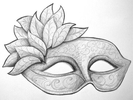 a drawing of a mask with leaves on it