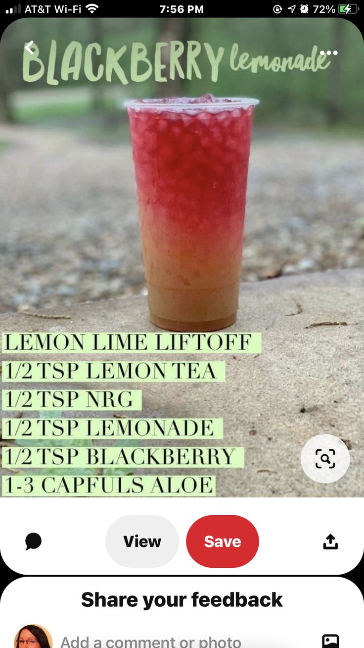 the blackberry lemonade recipe is shown on an iphone screen, with text below it