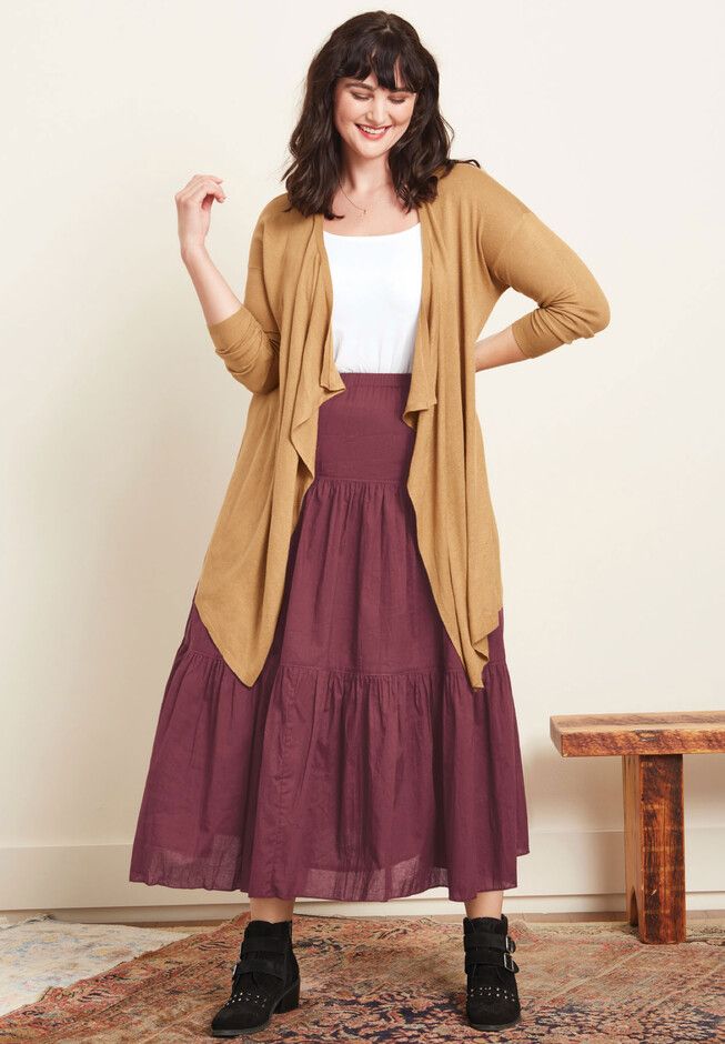 Lightweight cardigan has an open drape front. Long sleeves with drop shoulders. Ribbed hem.Fabric: Rayon/polyamide/modal/woolMachine wash Crinkle Skirt, Swedish Fashion, Plus Size Cardigans, Swimsuits For All, Lightweight Cardigan, Plus Size Skirts, Hem Style, Open Front Cardigan, Fitted Dress