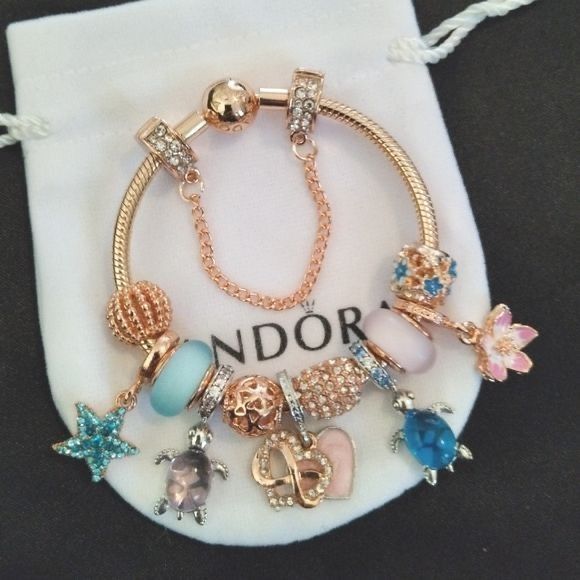 Two Tone Pandora Bracelet, Colourful Pandora Bracelet, Pink Themed Pandora Bracelet, Pandora Bracelet Pink And Blue, Pandora Bracelet Theme, Pandora Bracelet Blue Theme, Pandora Bracelet Ideas Inspiration, Themed Pandora Bracelet, Cute Pandora Bracelet