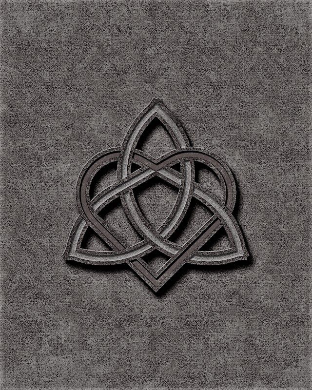 an image of a celtic knot in the middle of a gray background with black and white lines