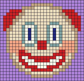 Clown Pixel Art, Funny Pixel Art, Pixel Grid, Grid Art, Perler Ideas, Clowns Funny, Pixel Art Grid, Pixel Pattern, Pixel Art Pattern