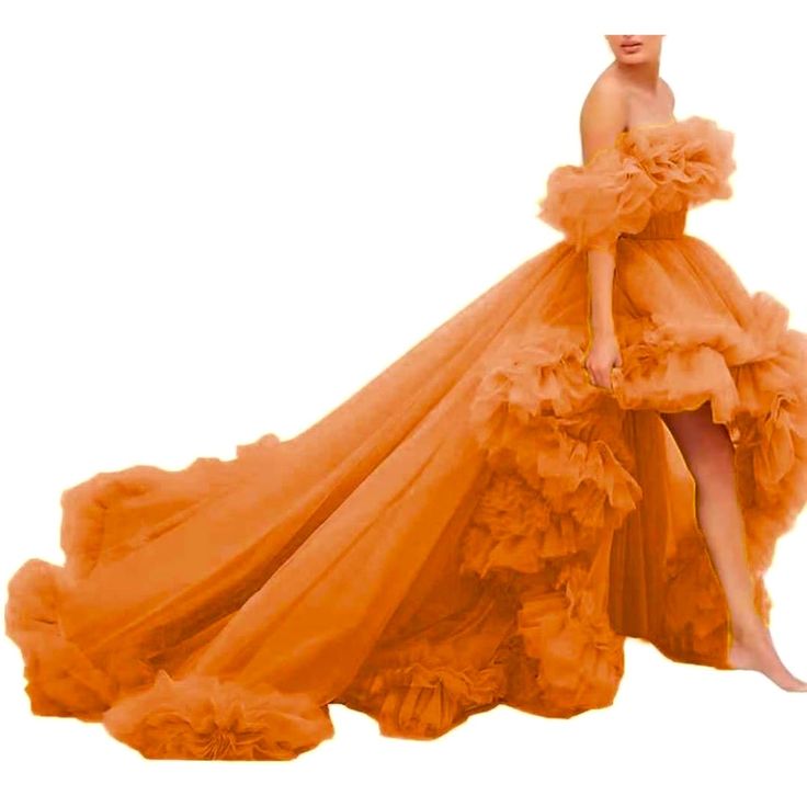 New Dress Never Worn Perfect Dress For Photoshoot Prom Dresses Off Shoulder, Orange Dress Wedding, High Low Ball Gown, Dresses Off Shoulder, Homecoming Formal Dresses, Tulle Party Dress, High Low Prom Dresses, Strapless Prom Dresses, Evening Party Gowns