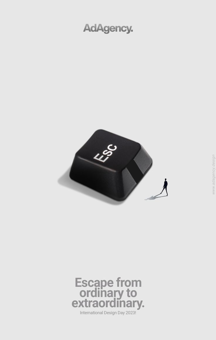 an advertisement for the new ad campaign escape from ordinary to extraordinary, featuring a black keyboard