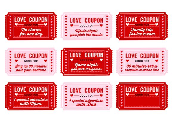 six love coupons for valentine's day