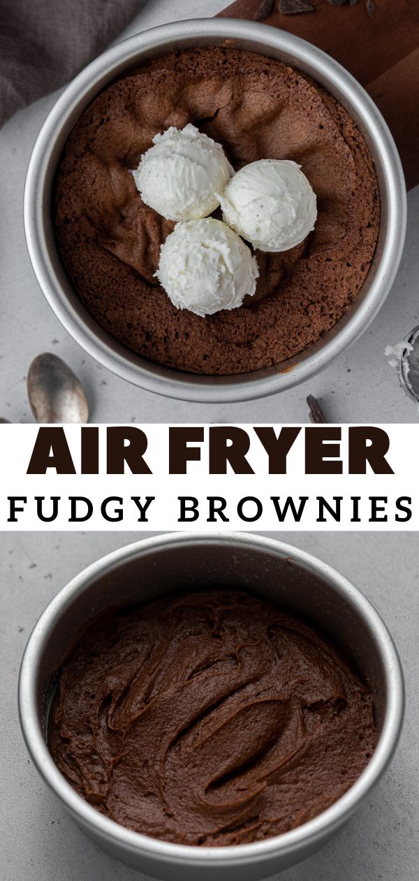 two bowls filled with brownies on top of a table