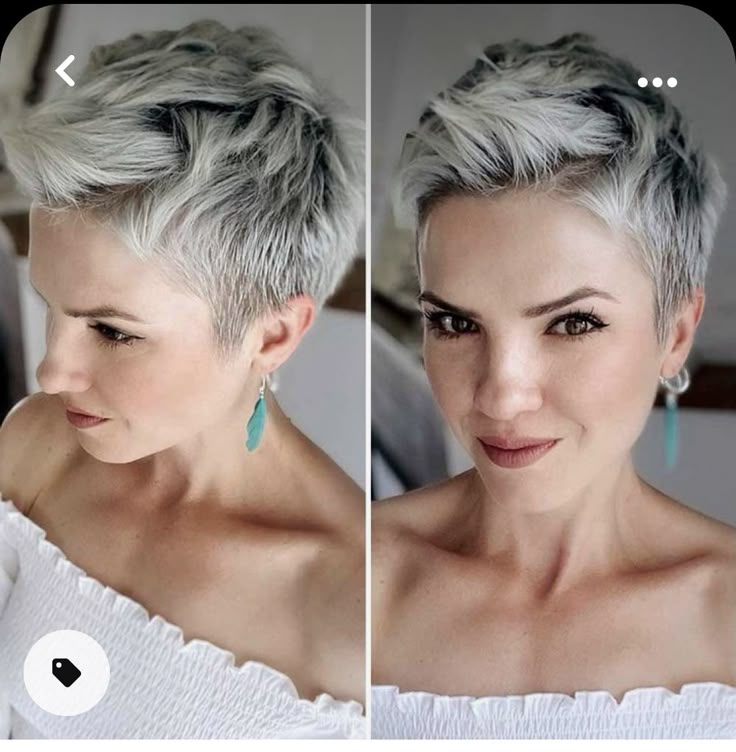 Cute Pixie Cuts, Trendy Bob, Funky Short Hair, Short Silver Hair, Gray Hair Cuts, Short Hair Pixie Cuts, Short Grey Hair, Super Short Hair, Edgy Short Hair