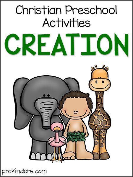 an elephant and giraffe with the text christian preschool activities creation on it's side