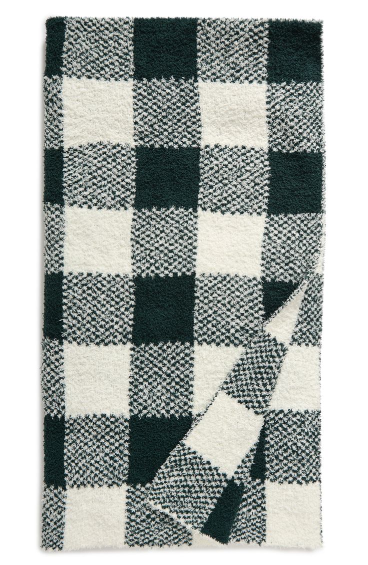 a black and white checkered blanket