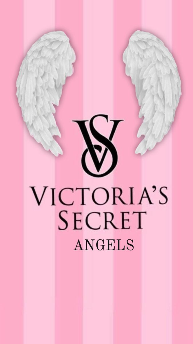 the victoria's secret angels logo with two white wings on a pink striped background