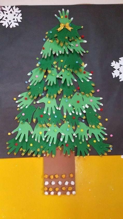 a christmas tree made out of construction paper