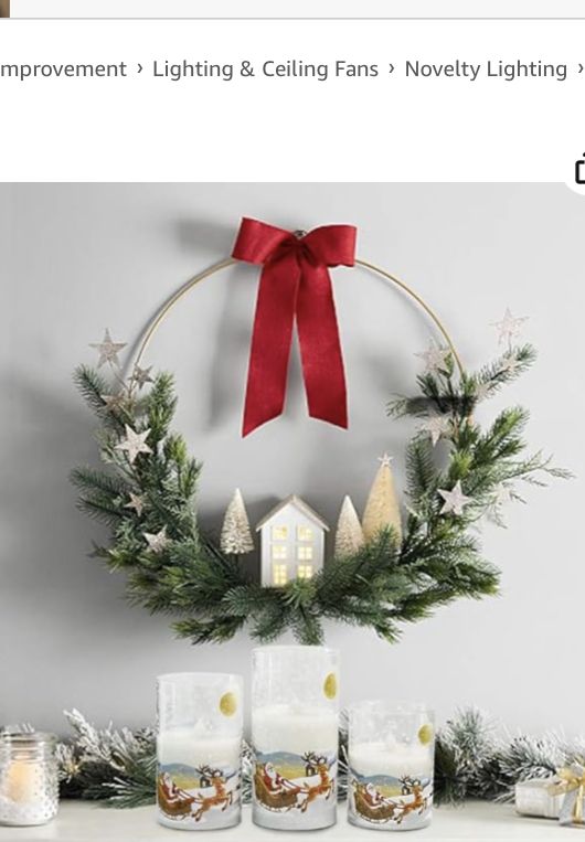 an image of a christmas wreath with candles