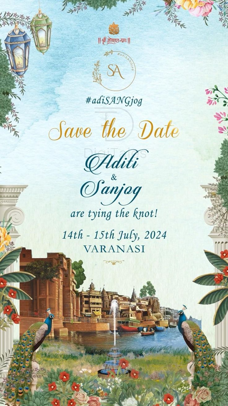 Banaras theme wedding invite Invite For Wedding, E Invitations, Wedding Card Sample, Wedding Invites Ideas, Wedding Reel, Birthday Wishes For Love, Royal Wedding Invitation, Free Wedding Cards, Wedding Card Design Indian