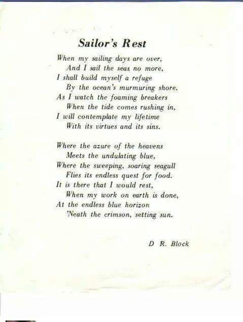 an old poem written in black and white with the words sailor's rest on it