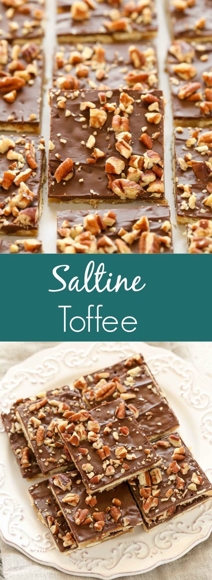 saltine toffee with nuts and chocolate on top