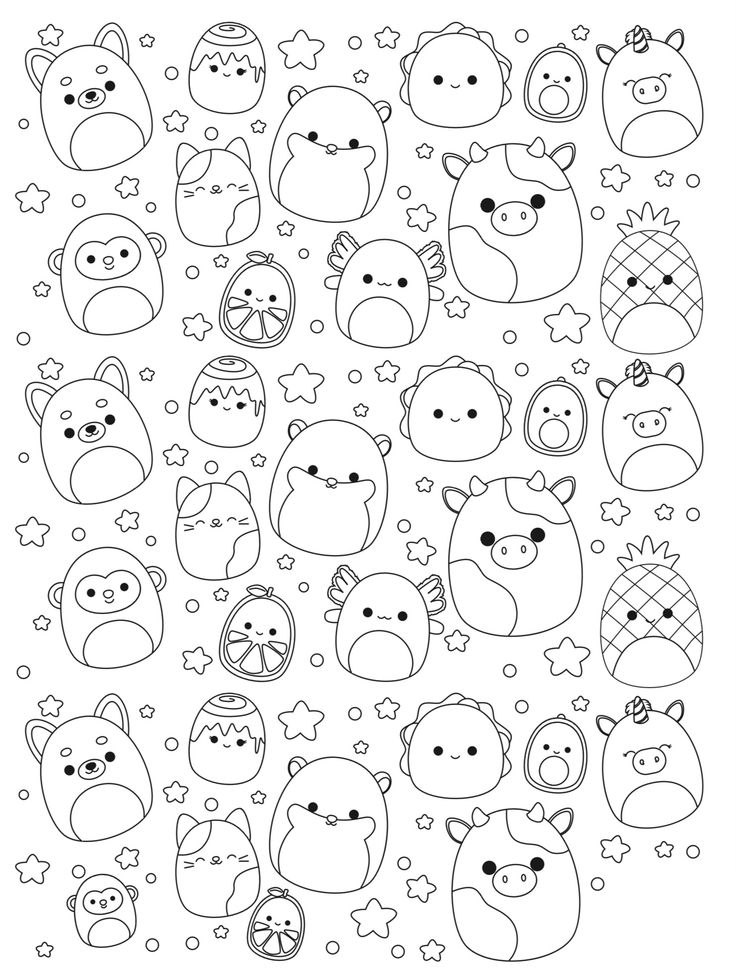 an animal themed coloring page with different animals and stars on the bottom right hand corner